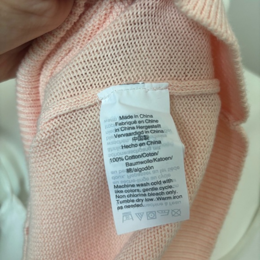 J. Crew Sweater Women Medium Pink Ruffle Cuff Crew Neck Cotton Pullover Preppy - Picture 7 of 9